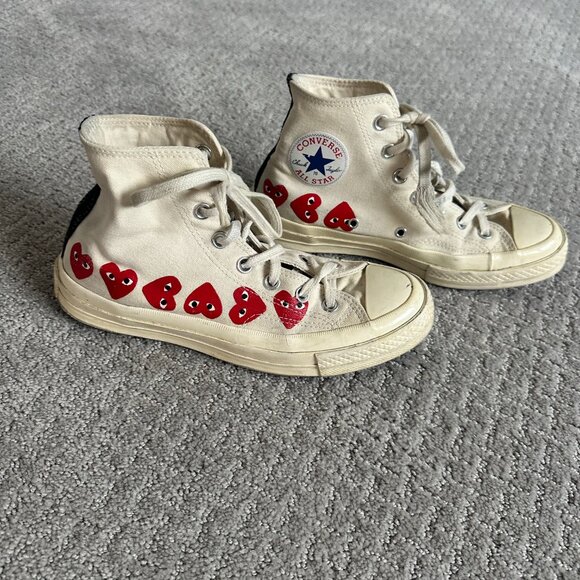 Converse x COMME des GARCONS PLAY Chuck 70 Hi Top 'Multi Heart, size W8/M6 - Picture 3 of 13